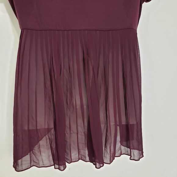 American Eagle Womens T Shirt Large Happy Hour Swing Top Sheer Pleated Chiffon - Picture 7 of 9